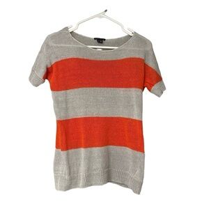 Theory Shirt Womens Size Small Orange Gray Striped‎ Casual Chic